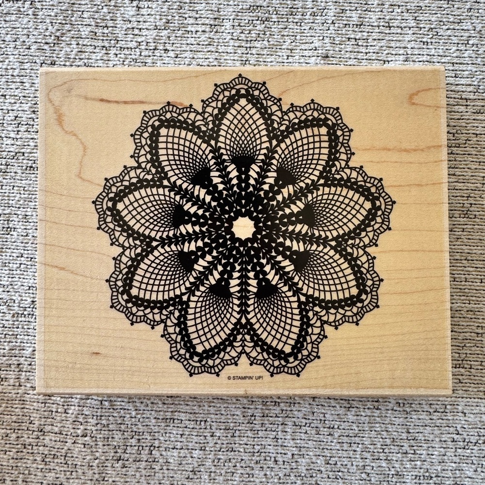 Stampin' Up Hello Doily red rubber Large Stamp NWOT